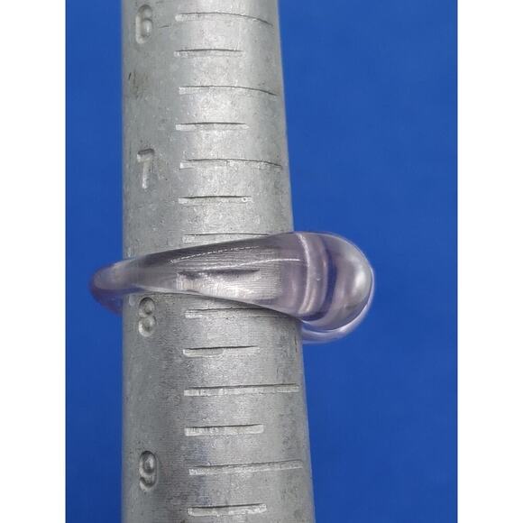 Lucite Resin Dome Ring Size 7.75 Clear with Faux Pearl bubbles Y2K Retro - Picture 2 of 13